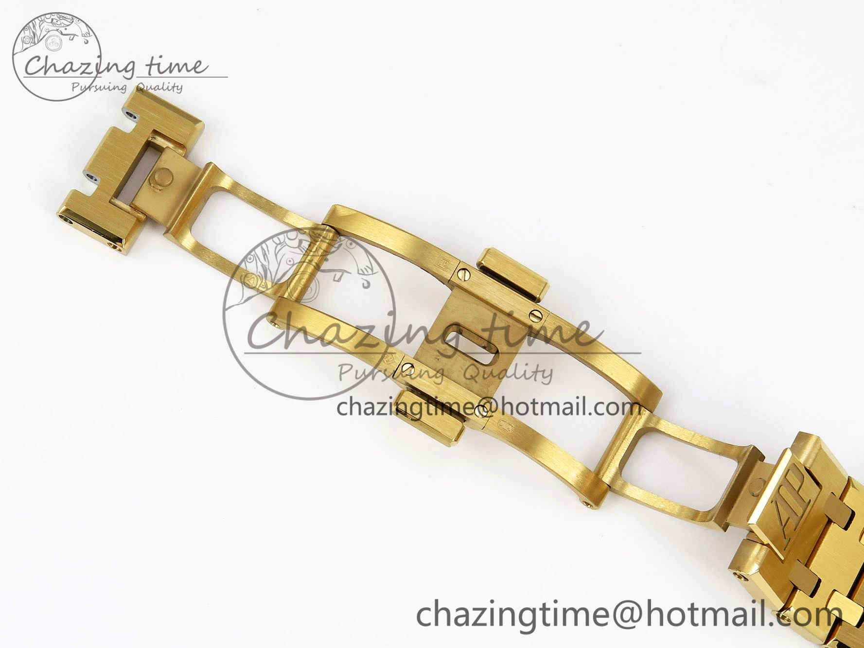 Lady Royal Oak 33mm 67651 Diamonds Bezel YG ZF 1:1 Best Edition White Textured Dial on YG Bracelet RONDA Quartz