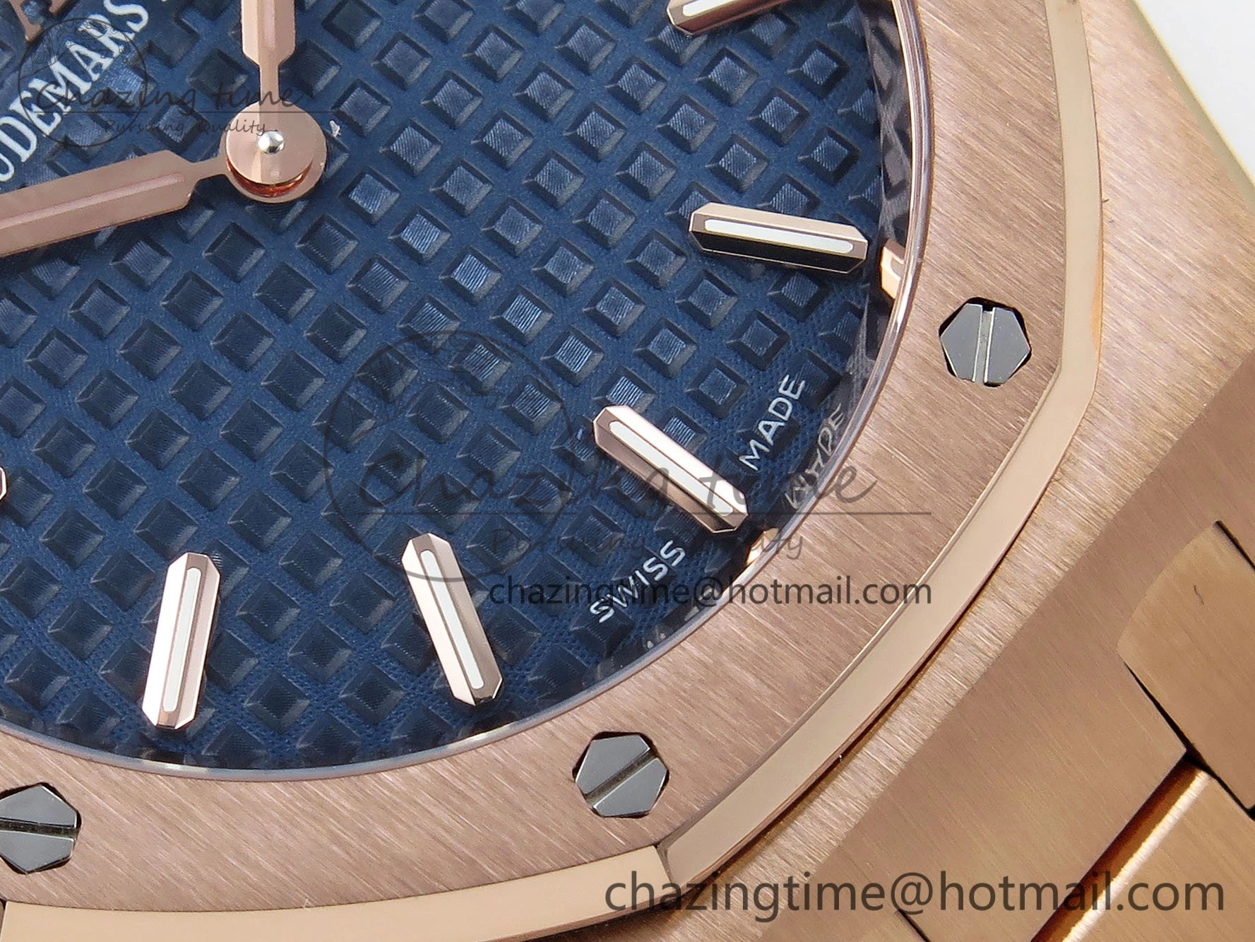 Lady Royal Oak 33mm 67651 RG ZF 1:1 Best Edition Blue Textured Dial on RG Bracelet RONDA Quartz