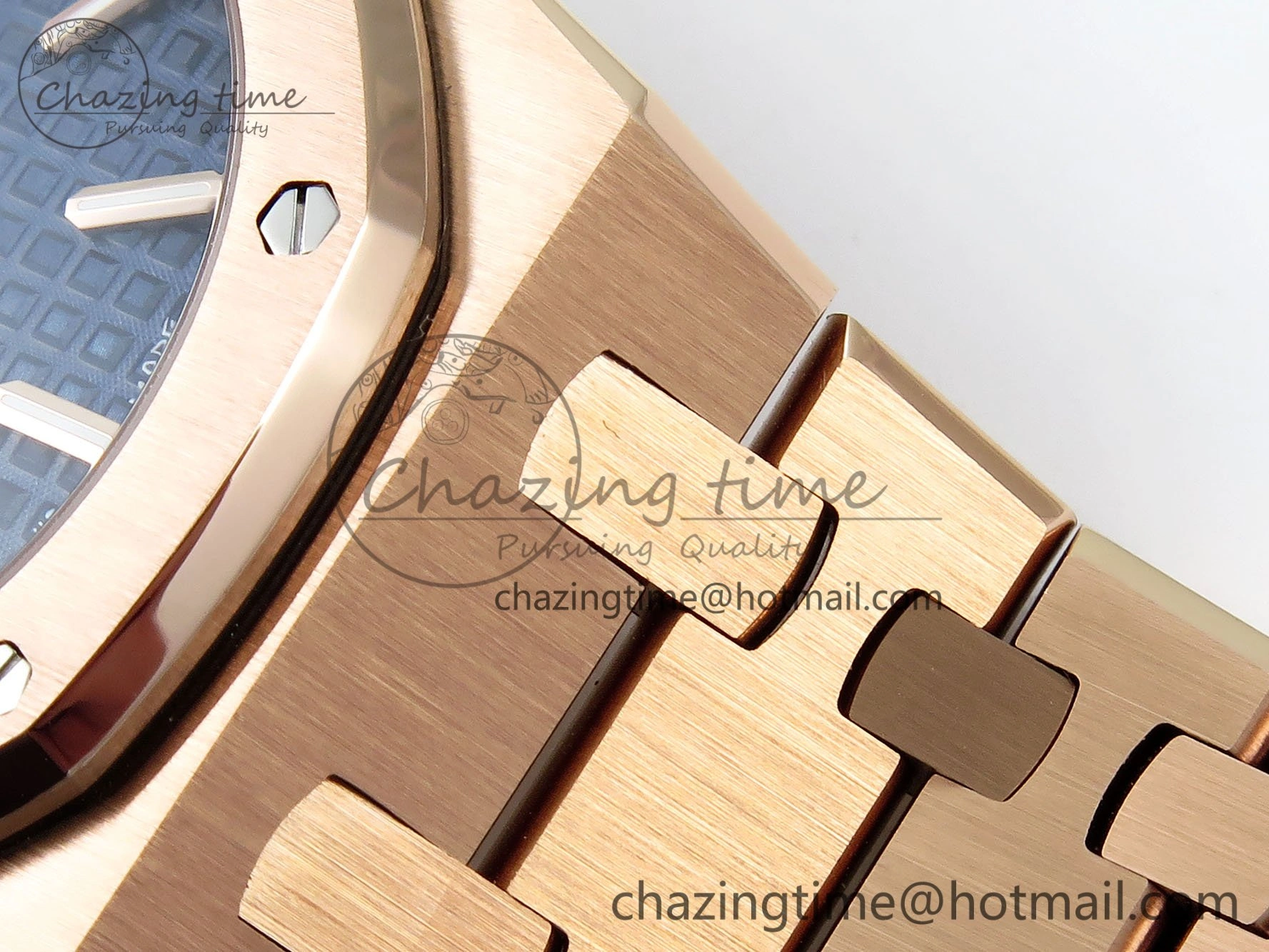 Lady Royal Oak 33mm 67651 RG ZF 1:1 Best Edition Blue Textured Dial on RG Bracelet RONDA Quartz