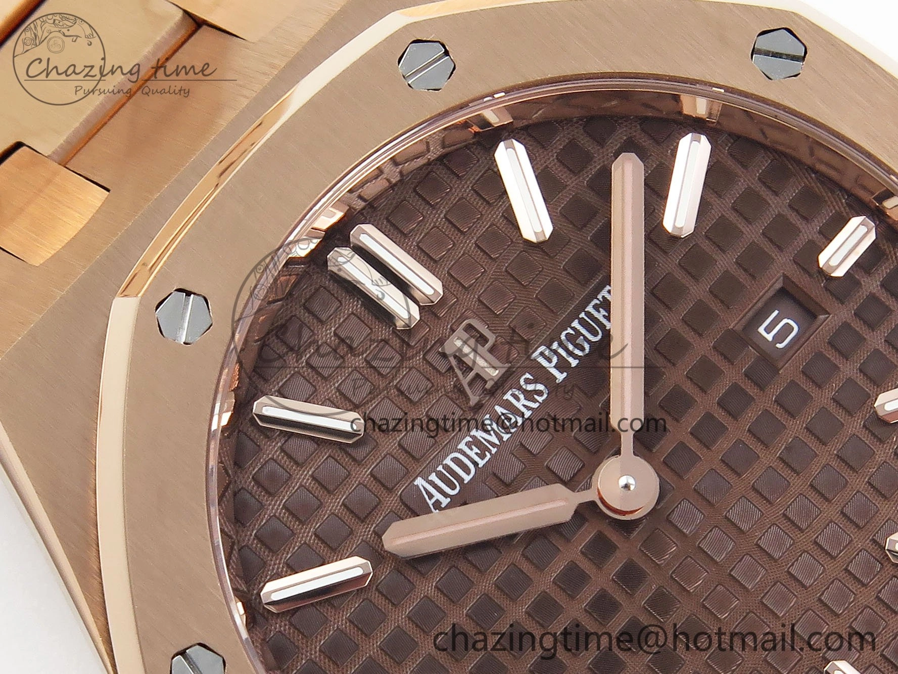 Lady Royal Oak 33mm 67651 RG ZF 1:1 Best Edition Brown Textured Dial on RG Bracelet RONDA Quartz