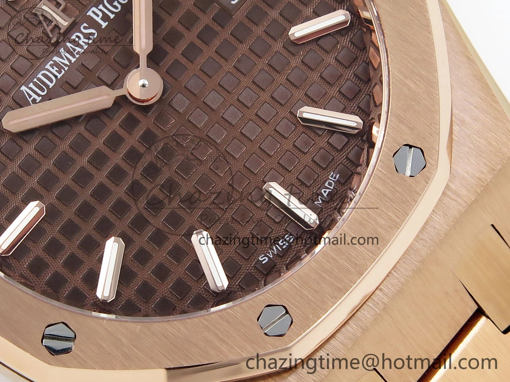 Lady Royal Oak 33mm 67651 RG ZF 1:1 Best Edition Brown Textured Dial on RG Bracelet RONDA Quartz