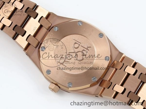 Lady Royal Oak 33mm 67651 RG ZF 1:1 Best Edition RG Textured Dial on RG Bracelet RONDA Quartz