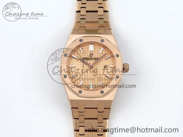 Lady Royal Oak 33mm 67651 RG ZF 1:1 Best Edition RG Textured Dial on RG Bracelet RONDA Quartz