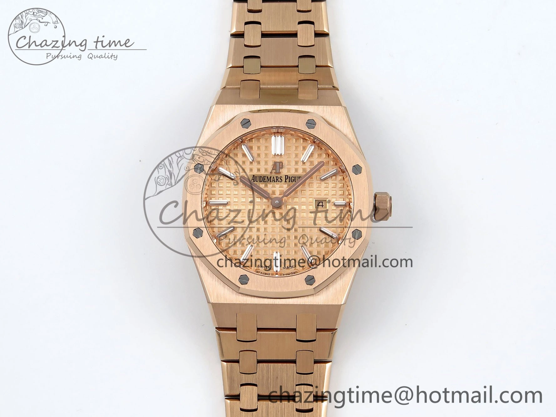 Lady Royal Oak 33mm 67651 RG ZF 1:1 Best Edition RG Textured Dial on RG Bracelet RONDA Quartz