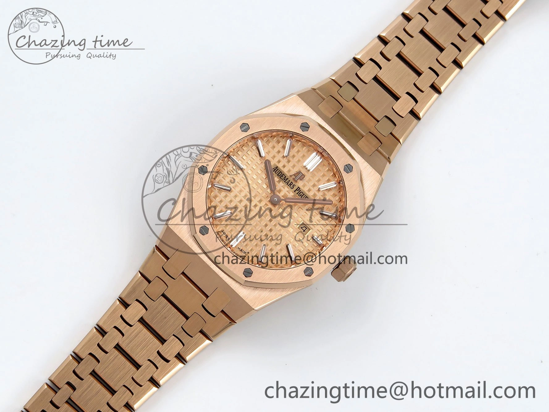 Lady Royal Oak 33mm 67651 RG ZF 1:1 Best Edition RG Textured Dial on RG Bracelet RONDA Quartz