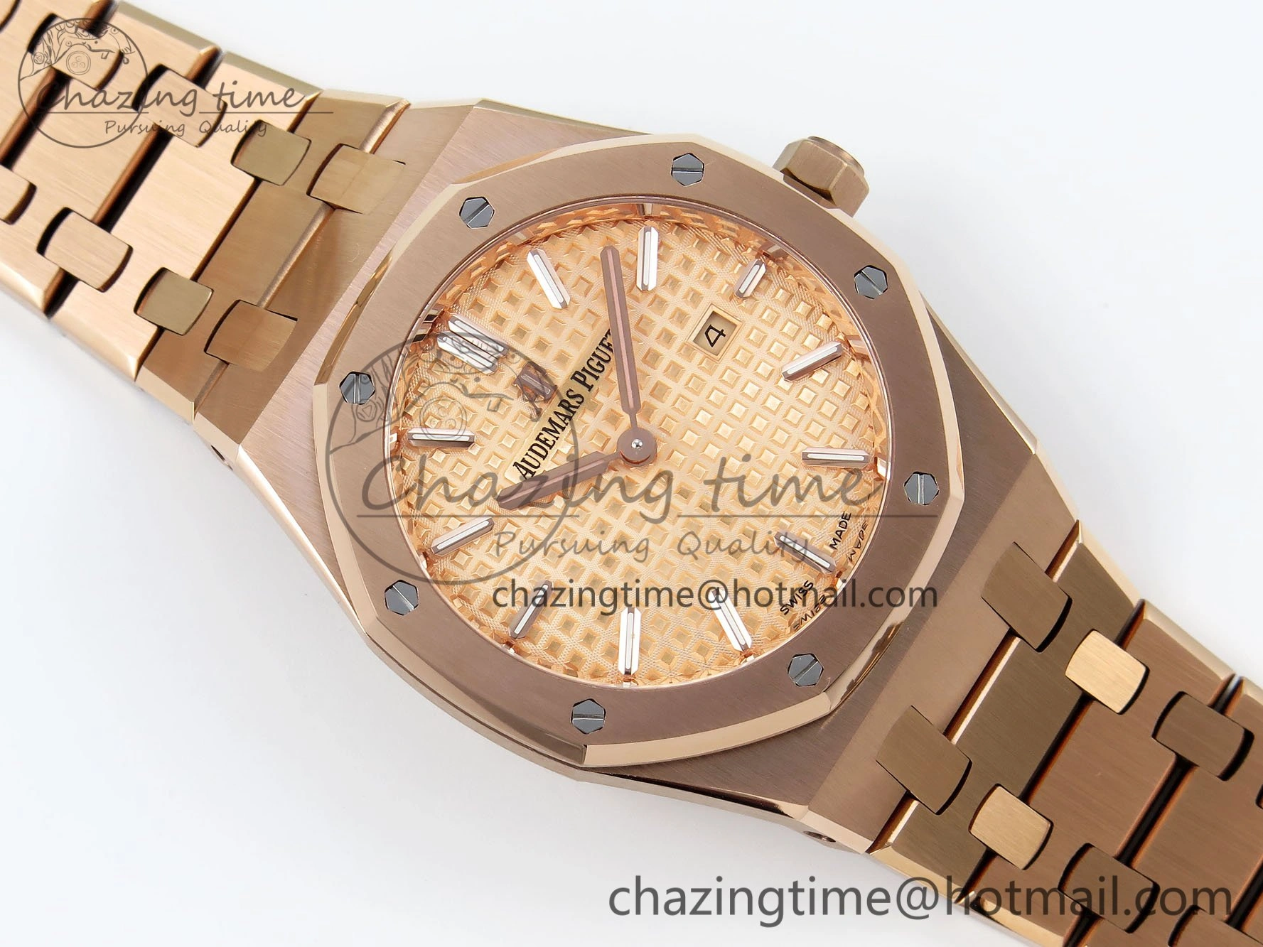 Lady Royal Oak 33mm 67651 RG ZF 1:1 Best Edition RG Textured Dial on RG Bracelet RONDA Quartz