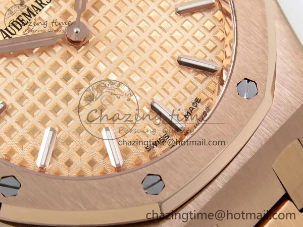 Lady Royal Oak 33mm 67651 RG ZF 1:1 Best Edition RG Textured Dial on RG Bracelet RONDA Quartz