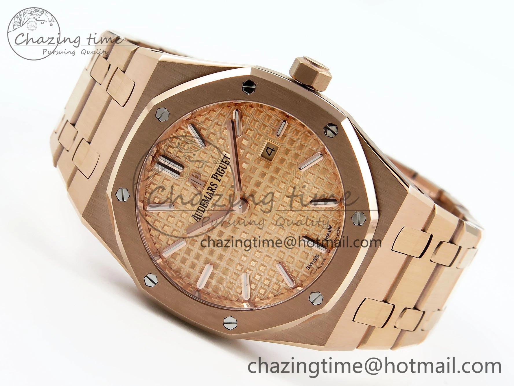 Lady Royal Oak 33mm 67651 RG ZF 1:1 Best Edition RG Textured Dial on RG Bracelet RONDA Quartz