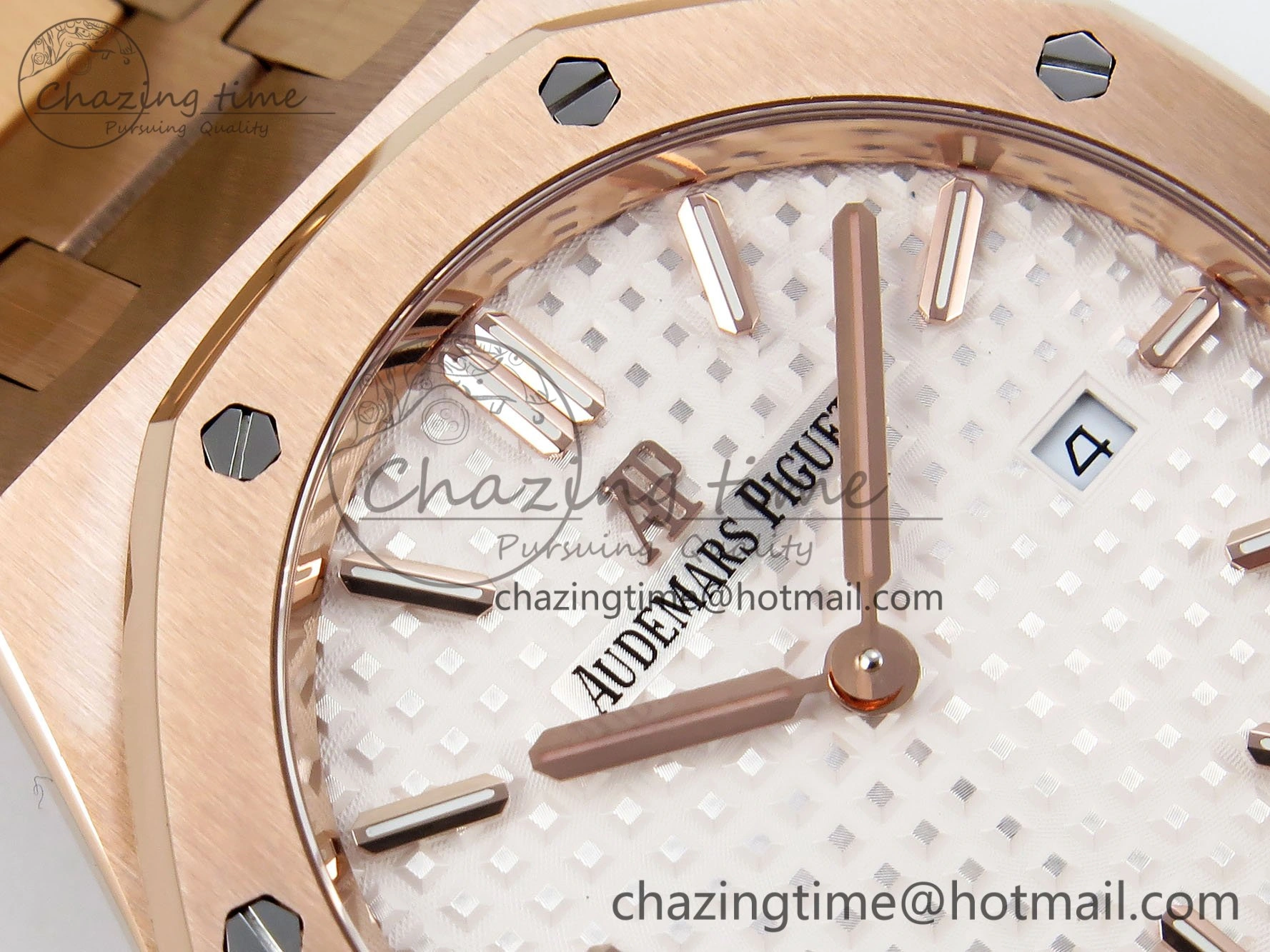 Lady Royal Oak 33mm 67651 RG ZF 1:1 Best Edition White Textured Dial on RG Bracelet RONDA Quartz