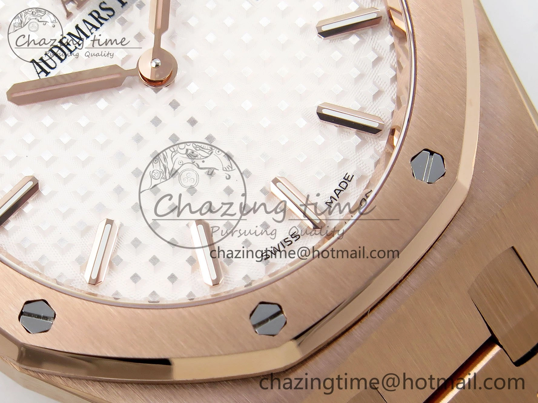 Lady Royal Oak 33mm 67651 RG ZF 1:1 Best Edition White Textured Dial on RG Bracelet RONDA Quartz