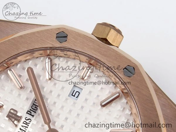 Lady Royal Oak 33mm 67651 RG ZF 1:1 Best Edition White Textured Dial on RG Bracelet RONDA Quartz