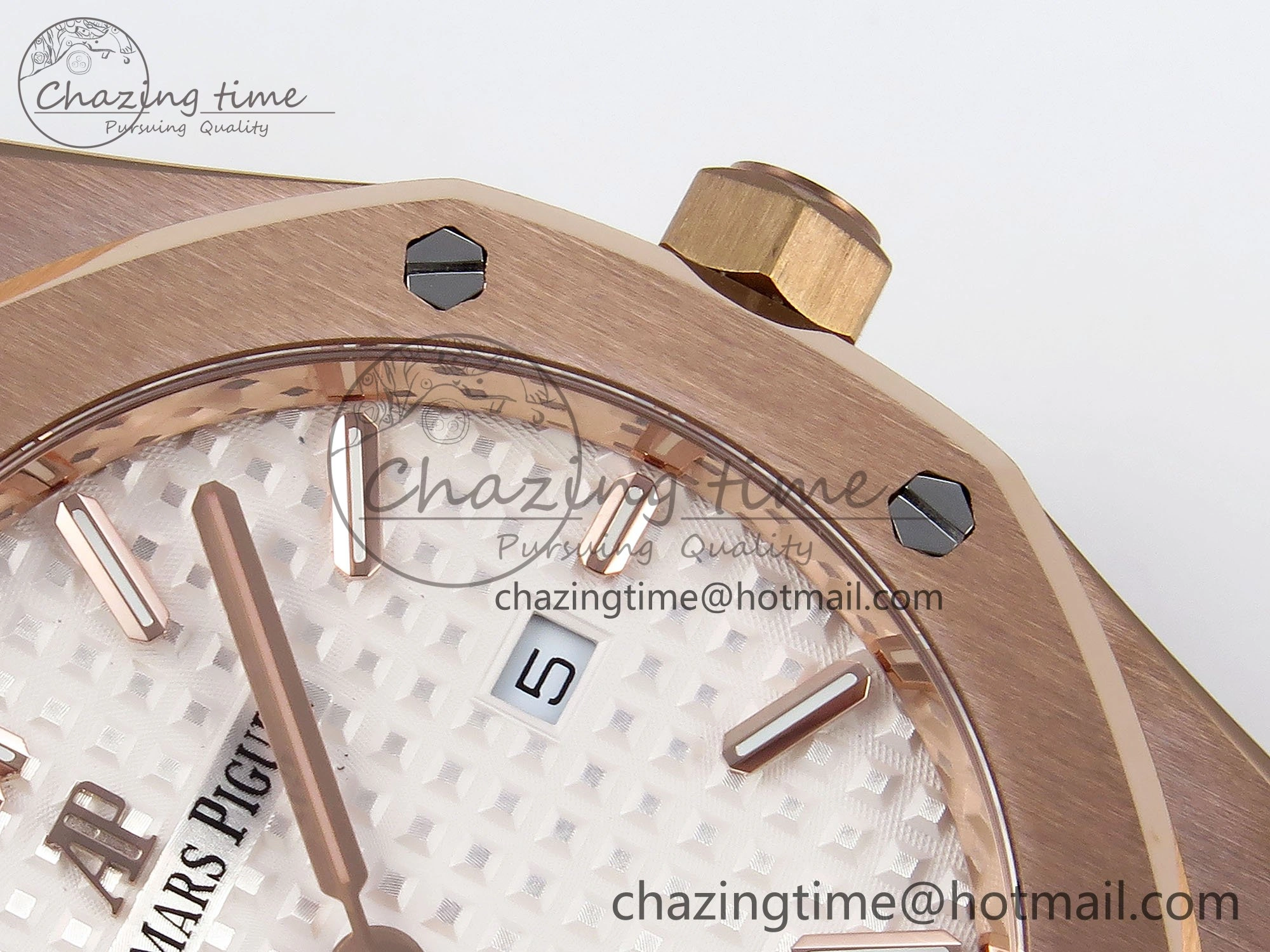 Lady Royal Oak 33mm 67651 RG ZF 1:1 Best Edition White Textured Dial on RG Bracelet RONDA Quartz