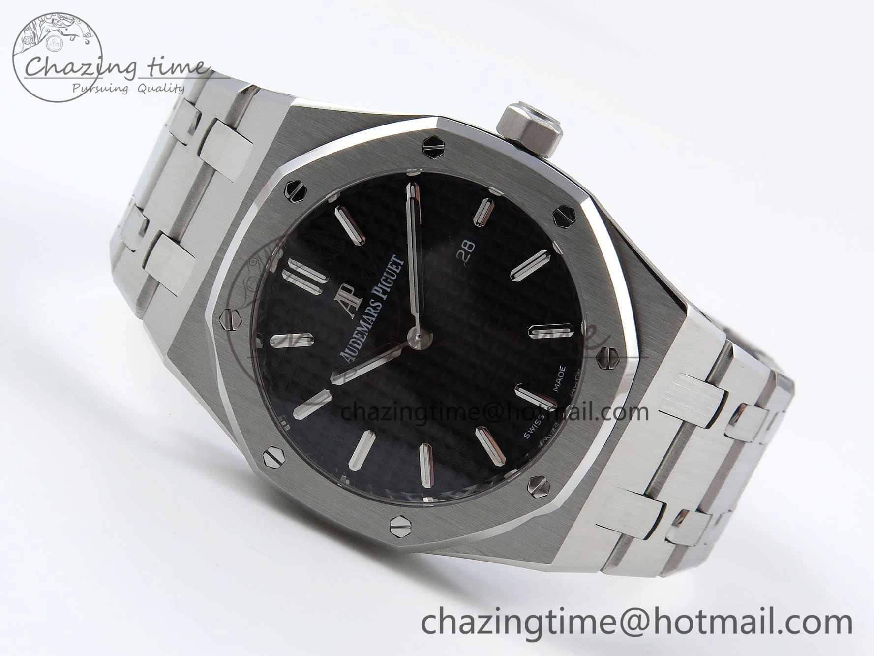 Lady Royal Oak 33mm 67651 SS ZF 1:1 Best Edition Black Textured Dial on SS Bracelet RONDA Quartz