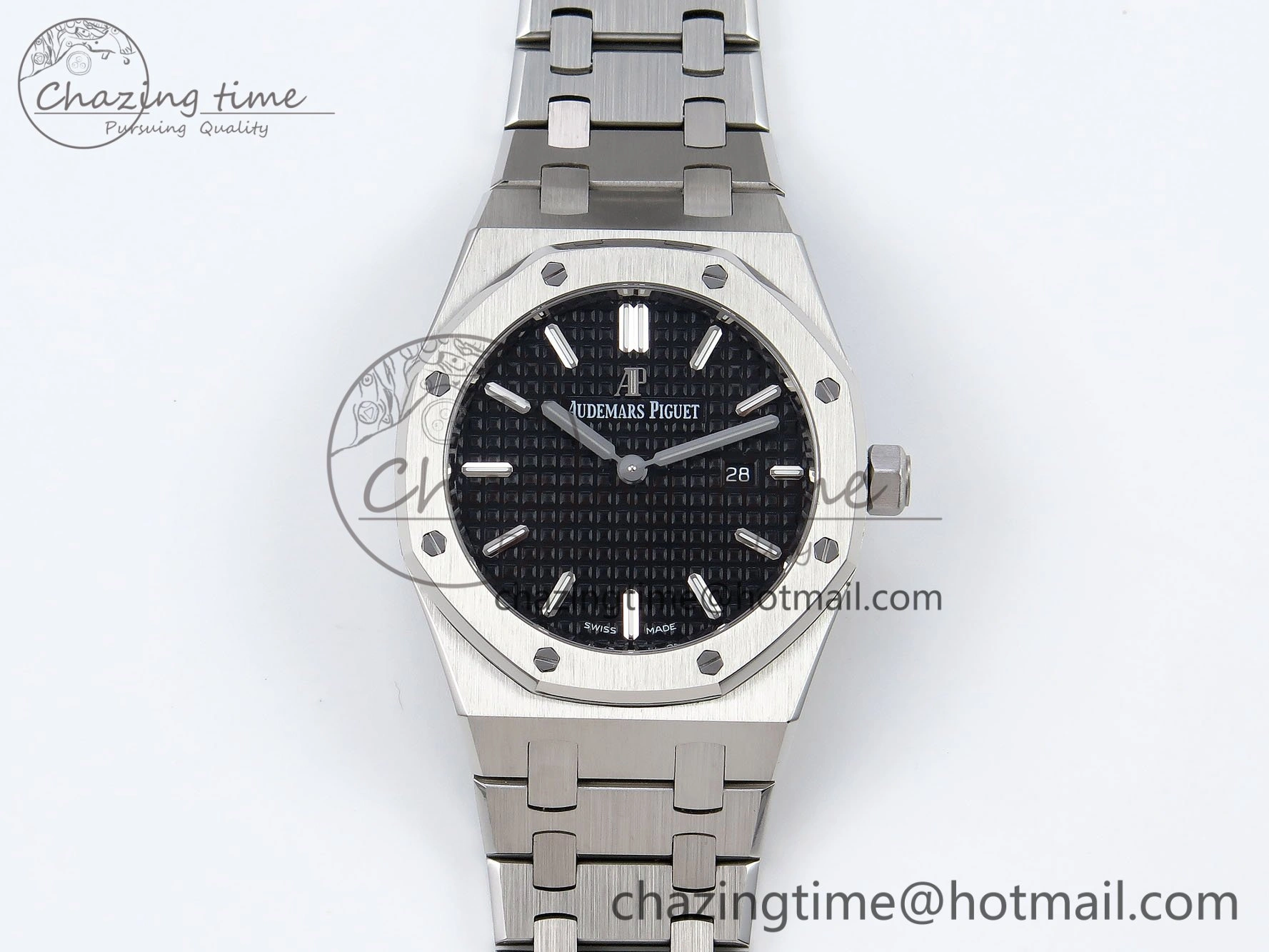 Lady Royal Oak 33mm 67651 SS ZF 1:1 Best Edition Black Textured Dial on SS Bracelet RONDA Quartz