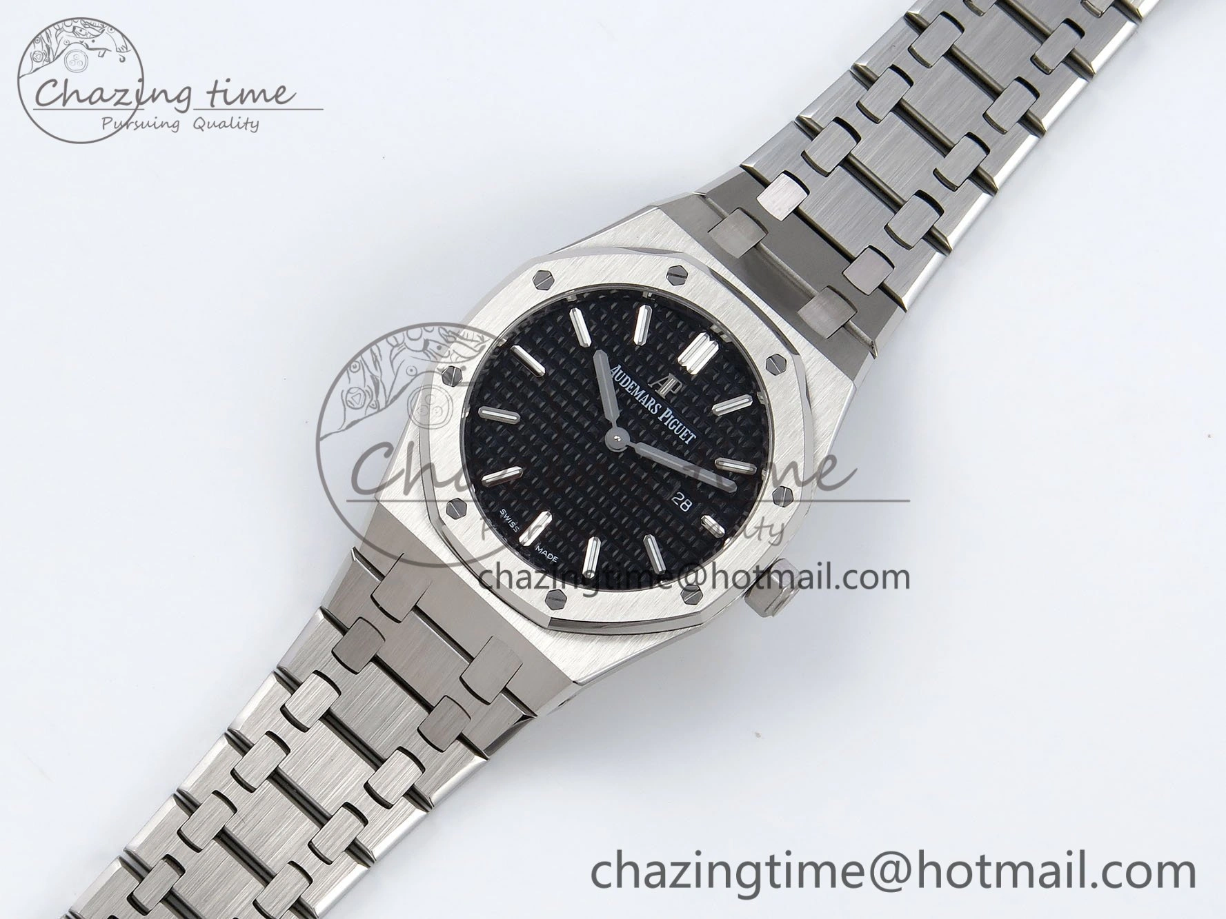 Lady Royal Oak 33mm 67651 SS ZF 1:1 Best Edition Black Textured Dial on SS Bracelet RONDA Quartz