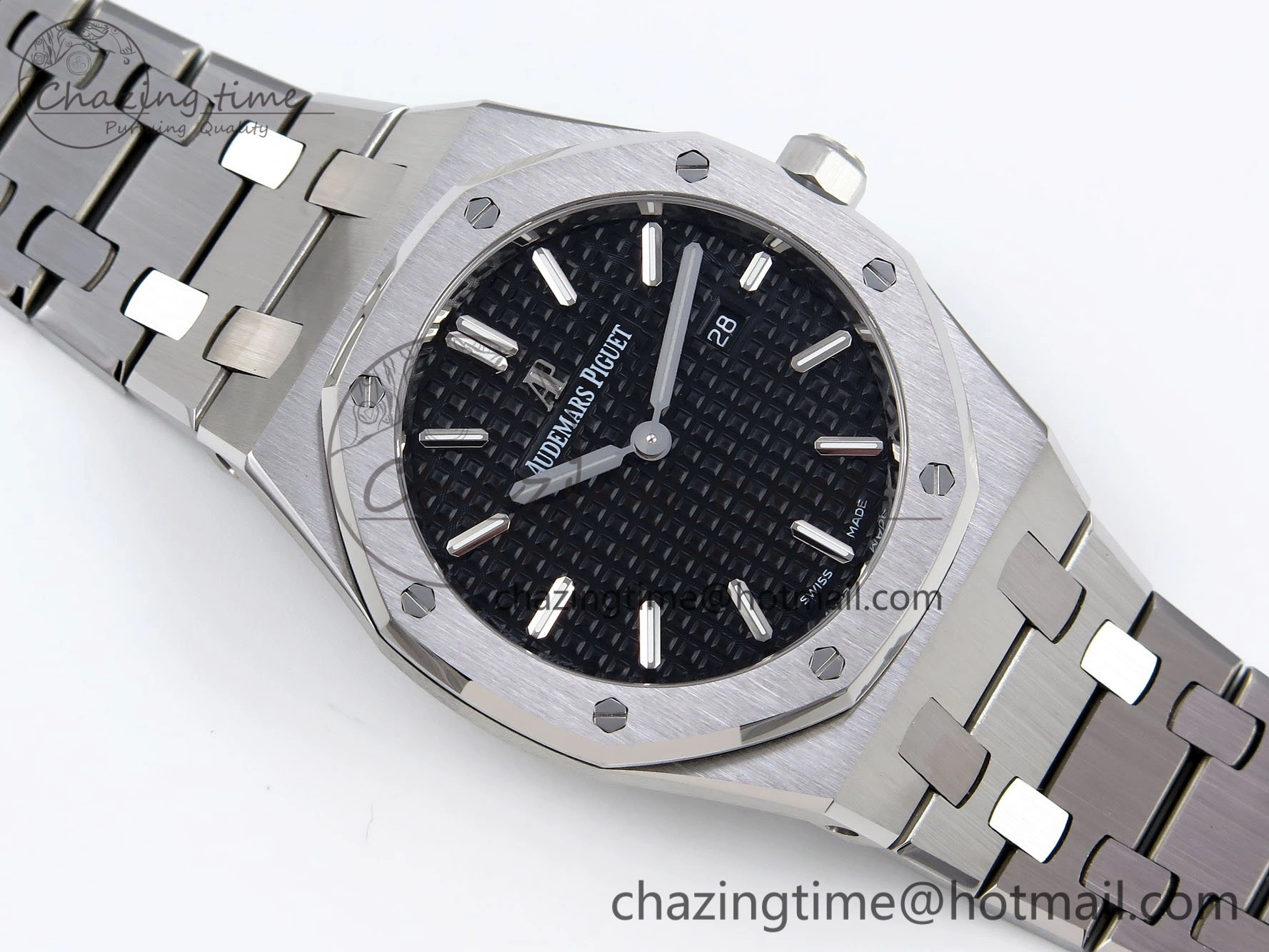 Lady Royal Oak 33mm 67651 SS ZF 1:1 Best Edition Black Textured Dial on SS Bracelet RONDA Quartz