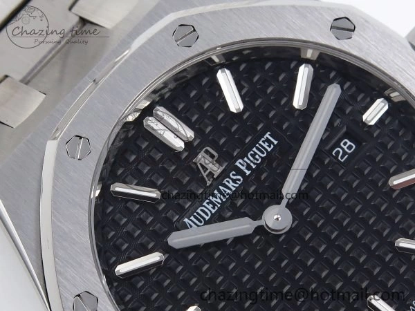 Lady Royal Oak 33mm 67651 SS ZF 1:1 Best Edition Black Textured Dial on SS Bracelet RONDA Quartz