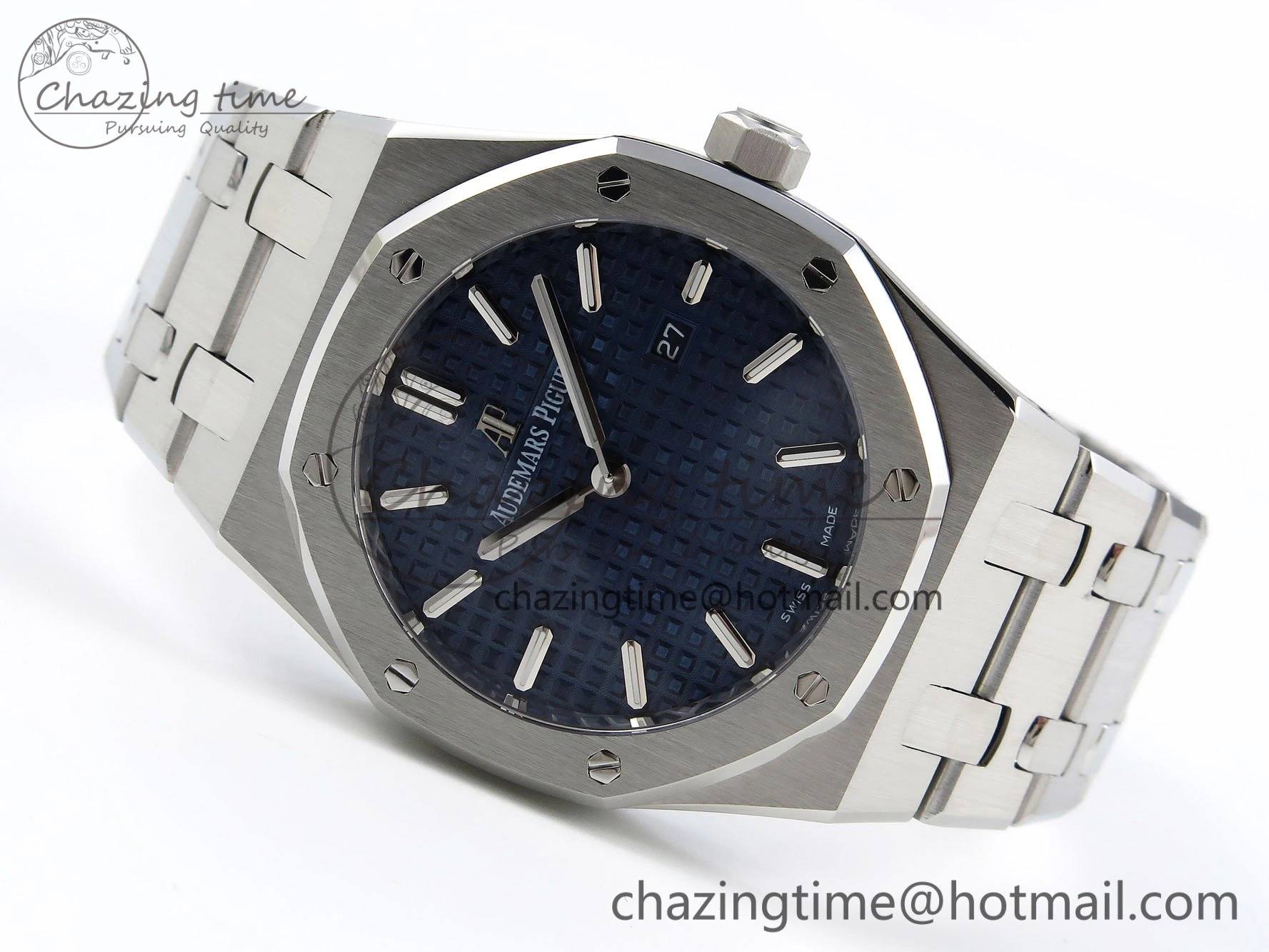 Lady Royal Oak 33mm 67651 SS ZF 1:1 Best Edition Blue Textured Dial on SS Bracelet RONDA Quartz