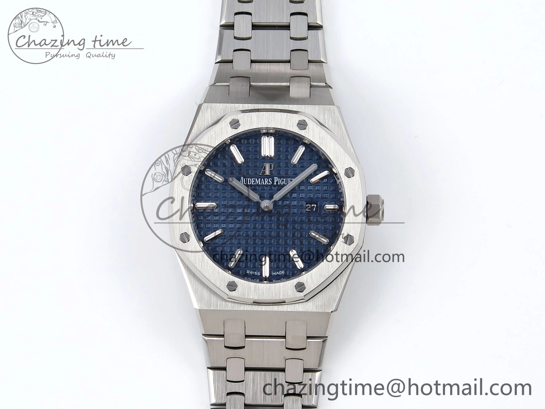 Lady Royal Oak 33mm 67651 SS ZF 1:1 Best Edition Blue Textured Dial on SS Bracelet RONDA Quartz