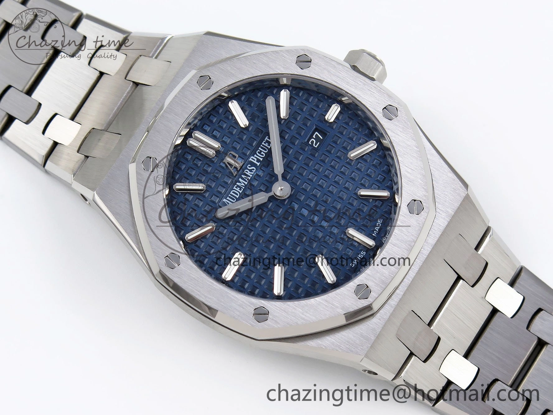 Lady Royal Oak 33mm 67651 SS ZF 1:1 Best Edition Blue Textured Dial on SS Bracelet RONDA Quartz