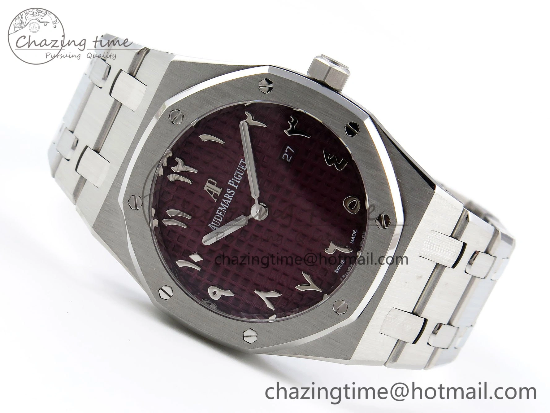 Lady Royal Oak 33mm 67651 SS ZF 1:1 Best Edition Purple Red Textured Dial on SS Bracelet RONDA Quartz