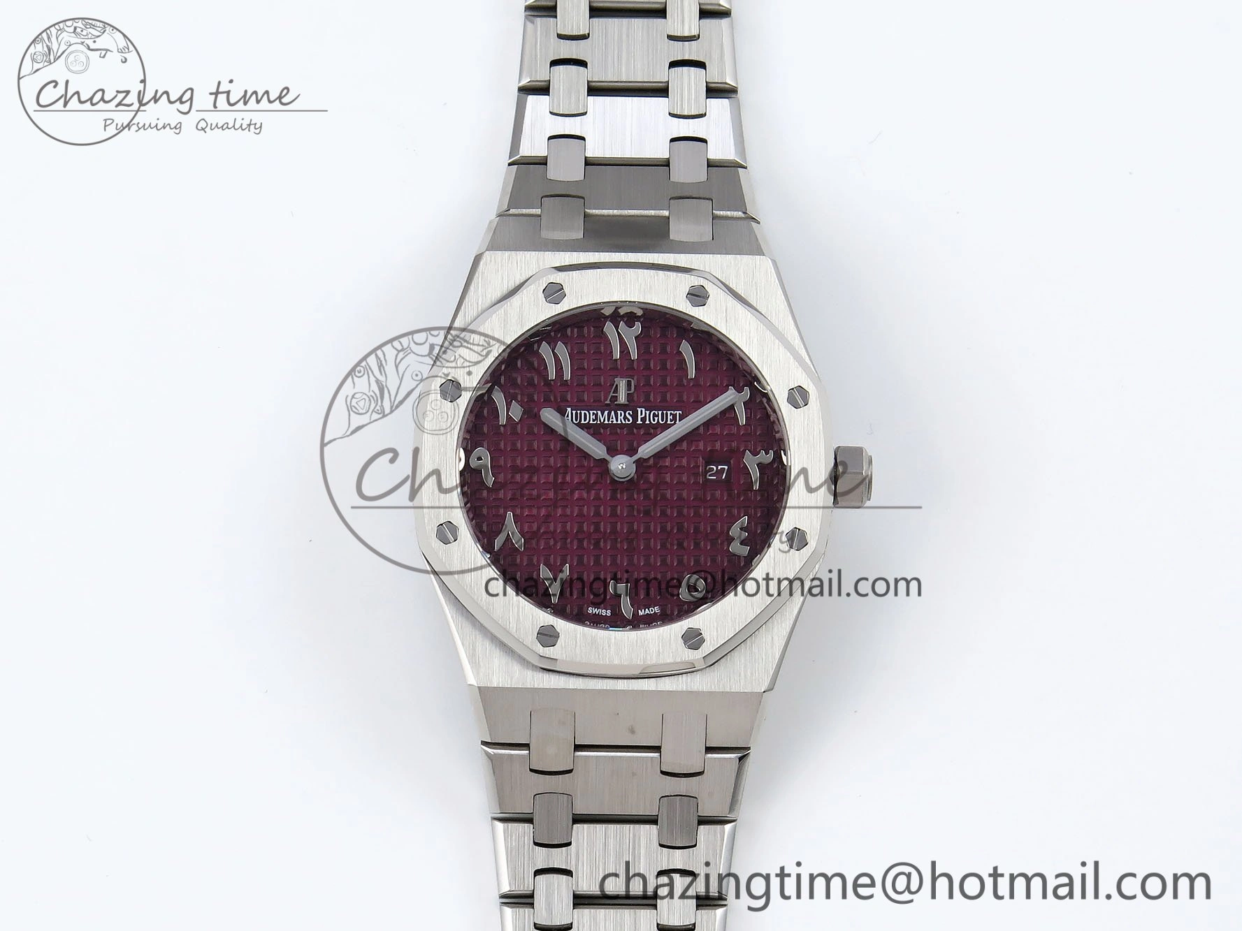 Lady Royal Oak 33mm 67651 SS ZF 1:1 Best Edition Purple Red Textured Dial on SS Bracelet RONDA Quartz