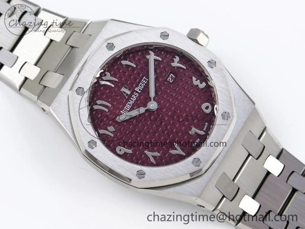 Lady Royal Oak 33mm 67651 SS ZF 1:1 Best Edition Purple Red Textured Dial on SS Bracelet RONDA Quartz