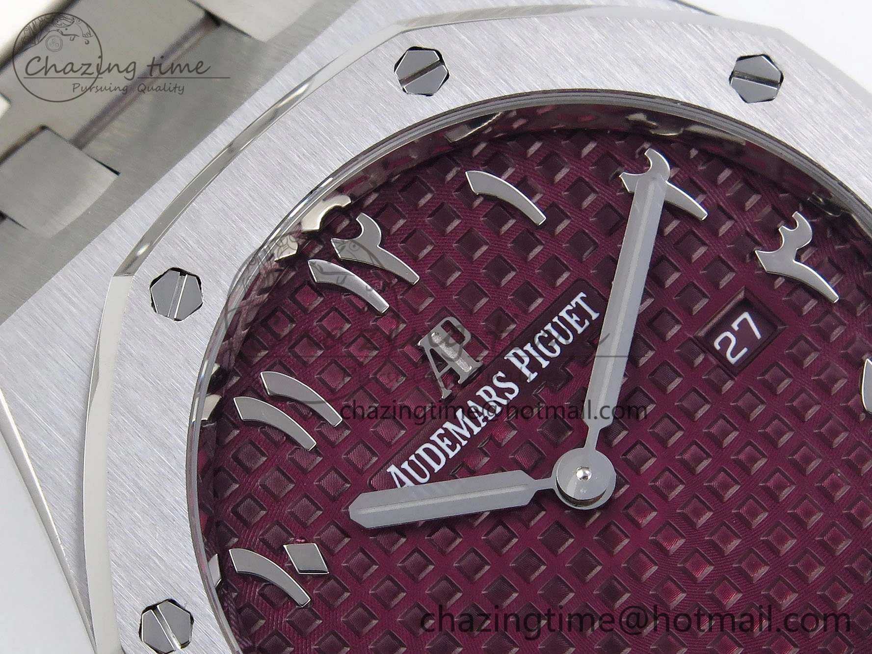 Lady Royal Oak 33mm 67651 SS ZF 1:1 Best Edition Purple Red Textured Dial on SS Bracelet RONDA Quartz