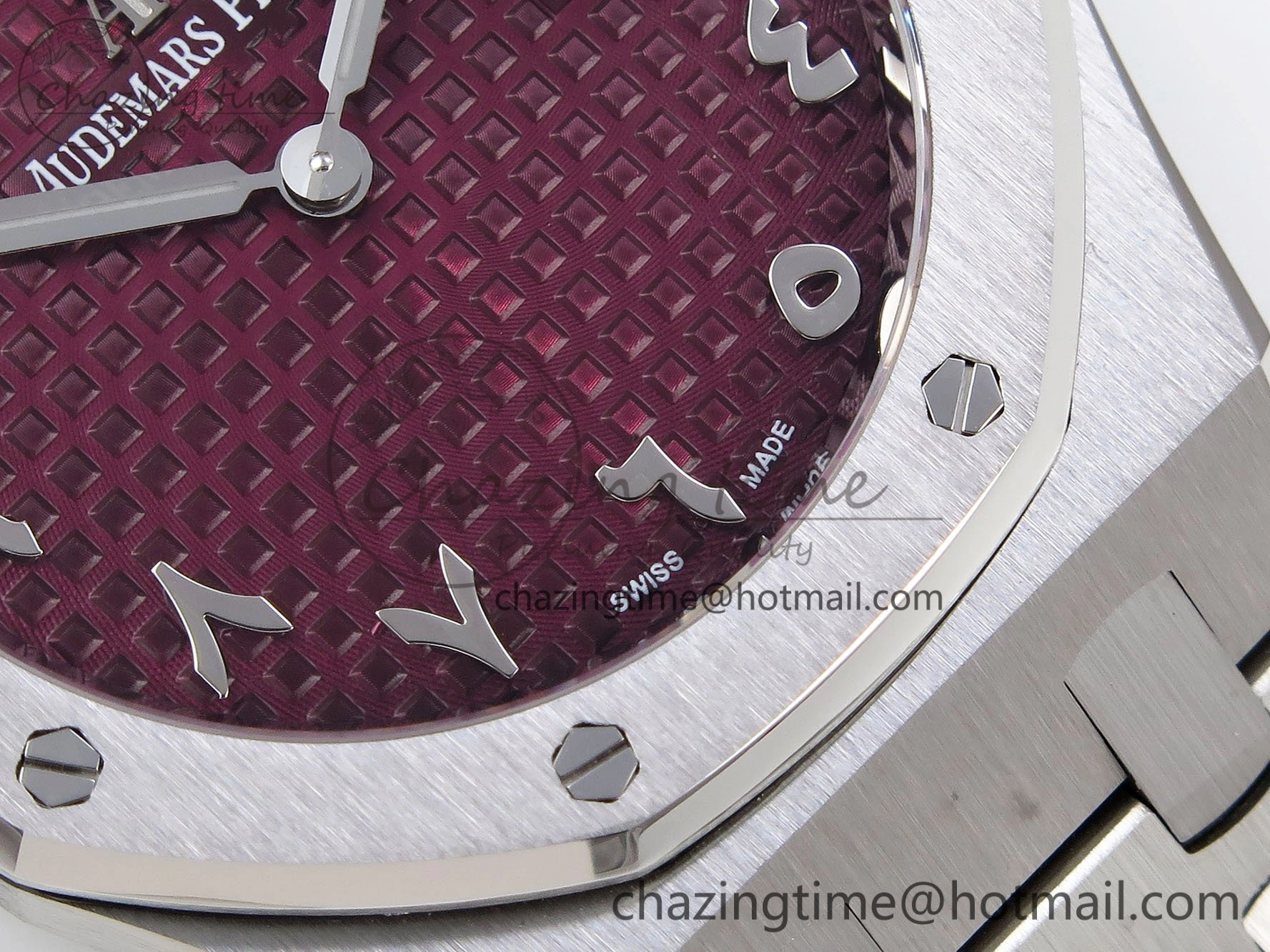 Lady Royal Oak 33mm 67651 SS ZF 1:1 Best Edition Purple Red Textured Dial on SS Bracelet RONDA Quartz