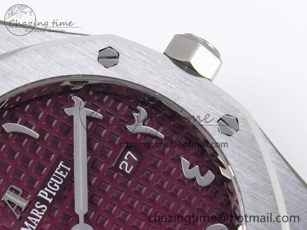 Lady Royal Oak 33mm 67651 SS ZF 1:1 Best Edition Purple Red Textured Dial on SS Bracelet RONDA Quartz