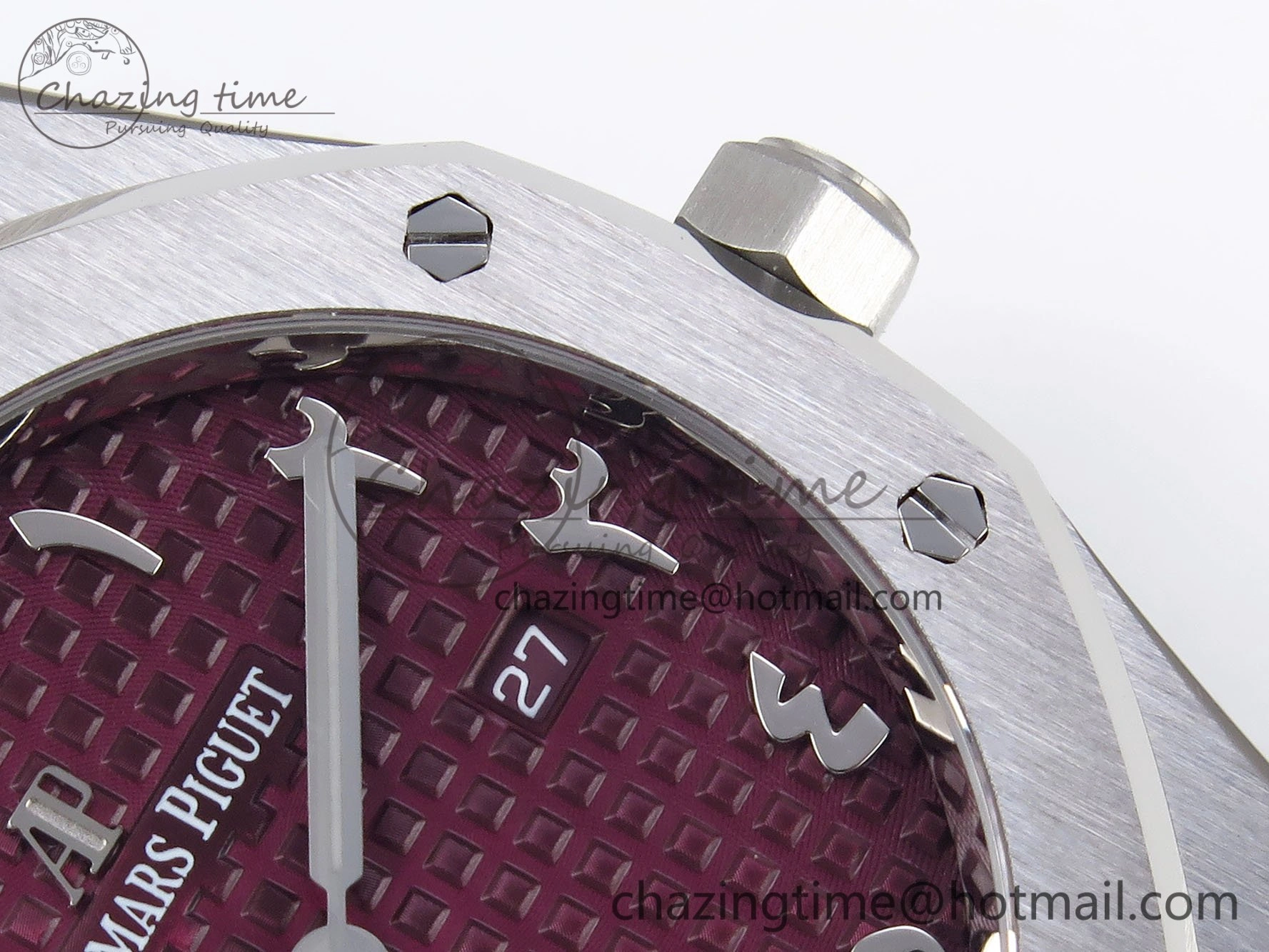 Lady Royal Oak 33mm 67651 SS ZF 1:1 Best Edition Purple Red Textured Dial on SS Bracelet RONDA Quartz