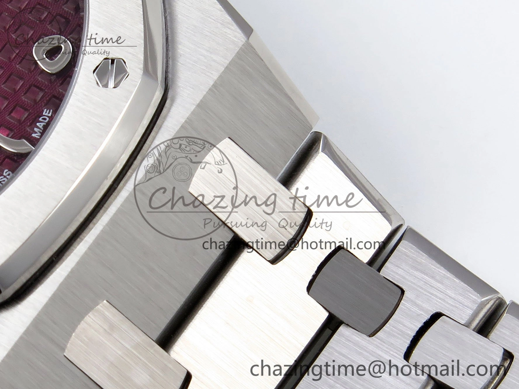 Lady Royal Oak 33mm 67651 SS ZF 1:1 Best Edition Purple Red Textured Dial on SS Bracelet RONDA Quartz