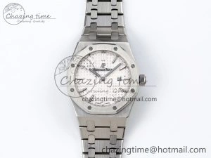 Lady Royal Oak 33mm 67651 SS ZF 1:1 Best Edition White Textured Dial on SS Bracelet RONDA Quartz