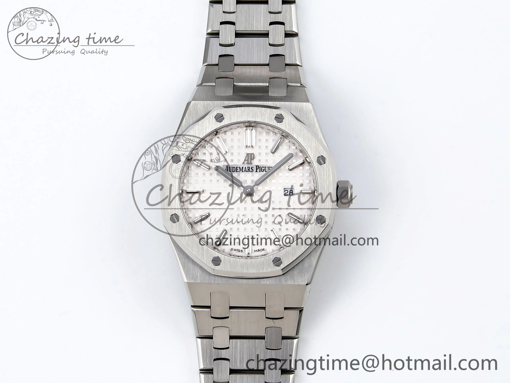 Lady Royal Oak 33mm 67651 SS ZF 1:1 Best Edition White Textured Dial on SS Bracelet RONDA Quartz