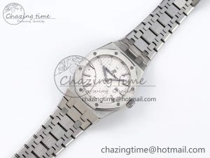 Lady Royal Oak 33mm 67651 SS ZF 1:1 Best Edition White Textured Dial on SS Bracelet RONDA Quartz