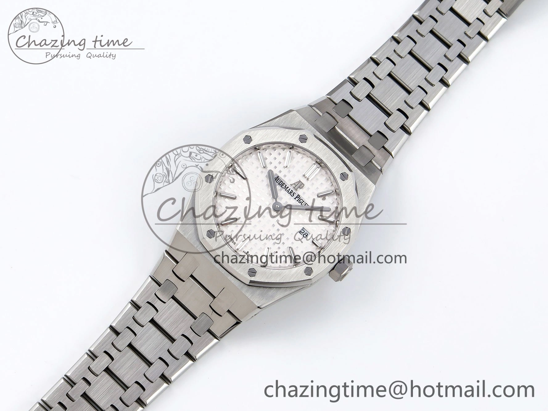 Lady Royal Oak 33mm 67651 SS ZF 1:1 Best Edition White Textured Dial on SS Bracelet RONDA Quartz