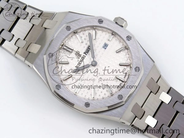 Lady Royal Oak 33mm 67651 SS ZF 1:1 Best Edition White Textured Dial on SS Bracelet RONDA Quartz