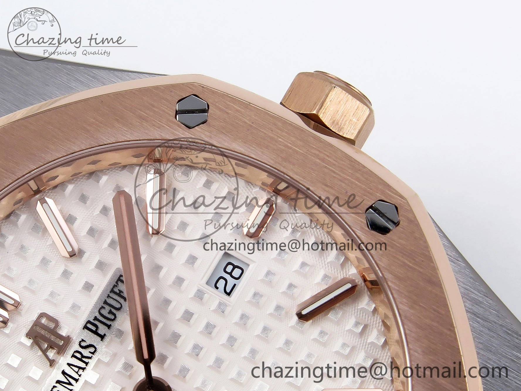 Lady Royal Oak 33mm 67651 SS RG ZF 1:1 Best Edition White Textured Dial on SS RG Bracelet RONDA Quartz