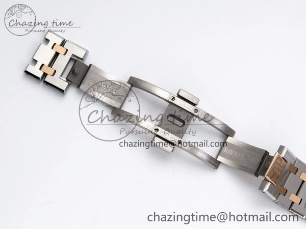 Lady Royal Oak 33mm 67651 SS RG ZF 1:1 Best Edition White Textured Dial on SS RG Bracelet RONDA Quartz
