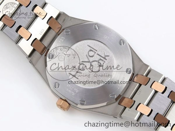 Lady Royal Oak 33mm 67651 SS RG ZF 1:1 Best Edition White Textured Dial on SS RG Bracelet RONDA Quartz