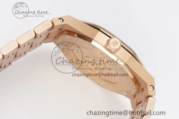 Lady Royal Oak 33mm RG Diamonds Bezel JJF 1:1 Best Edition Brown Dial on RG Bracelet ETA Quartz