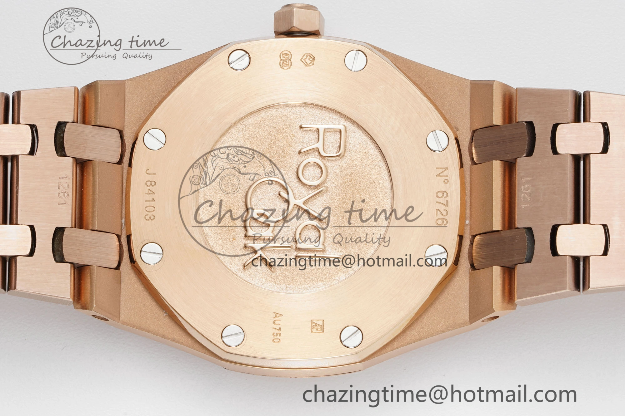 Lady Royal Oak 33mm RG Diamonds Bezel JJF 1:1 Best Edition Brown Dial on RG Bracelet ETA Quartz