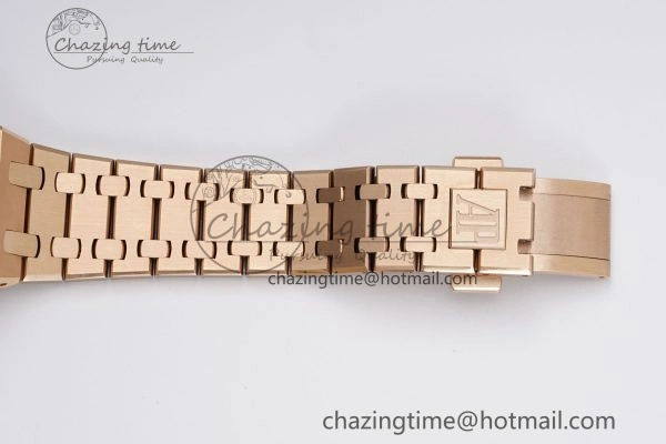 Lady Royal Oak 33mm RG Diamonds Bezel JJF 1:1 Best Edition Brown Dial on RG Bracelet ETA Quartz