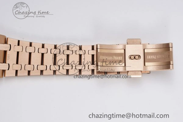Lady Royal Oak 33mm RG Diamonds Bezel JJF 1:1 Best Edition Brown Dial on RG Bracelet ETA Quartz