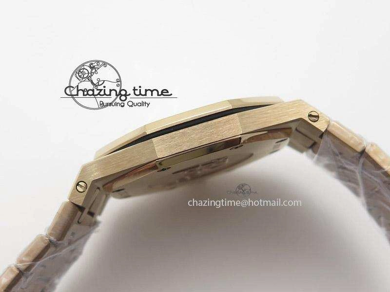Lady Royal Oak 33mm RG Silver Dial Diamonds Bezel on RG Bracelet RONDA Quartz