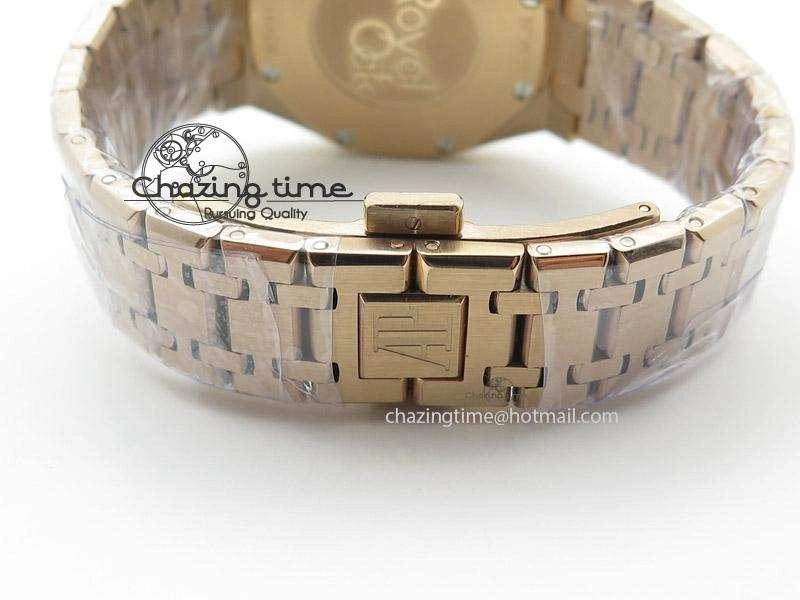 Lady Royal Oak 33mm RG Silver Dial Diamonds Bezel on RG Bracelet RONDA Quartz