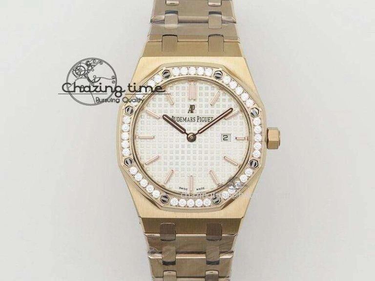 Lady Royal Oak 33mm SS Blue Textured Dial on SS Bracelet RONDA Quartz