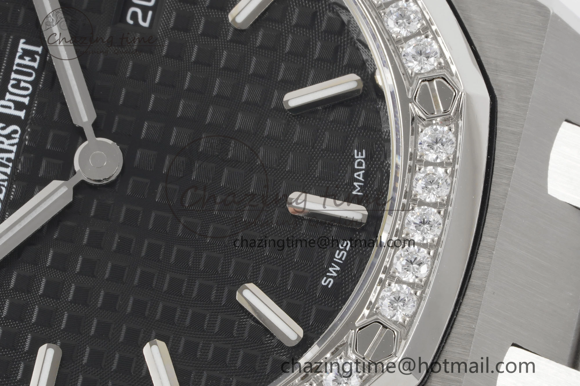 Lady Royal Oak 33mm SS Diamonds Bezel JJF 1:1 Best Edition Black Dial on SS Bracelet ETA Quartz