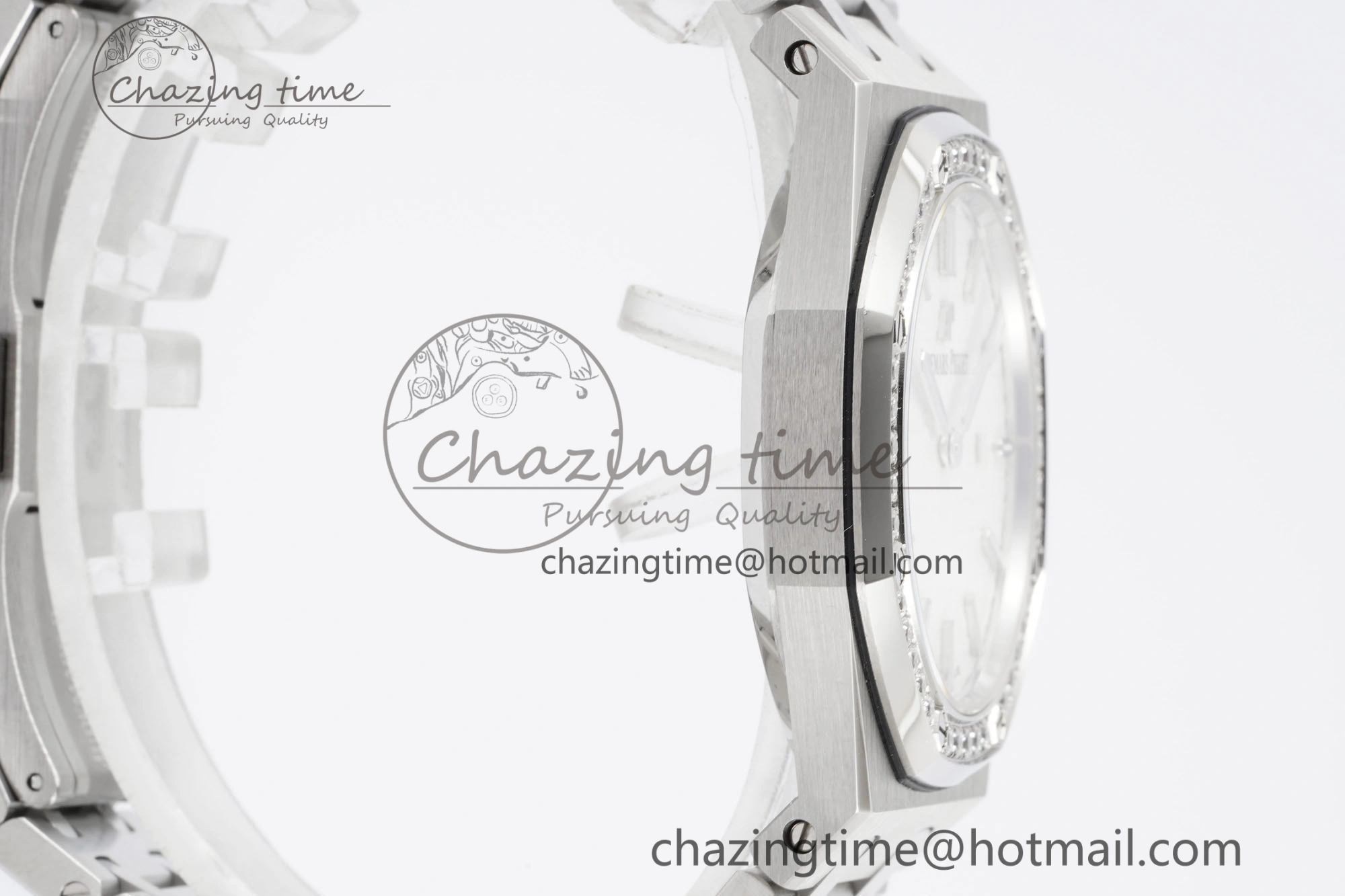 Lady Royal Oak 33mm SS Diamonds Bezel JJF 1:1 Best Edition White Dial on SS Bracelet ETA Quartz