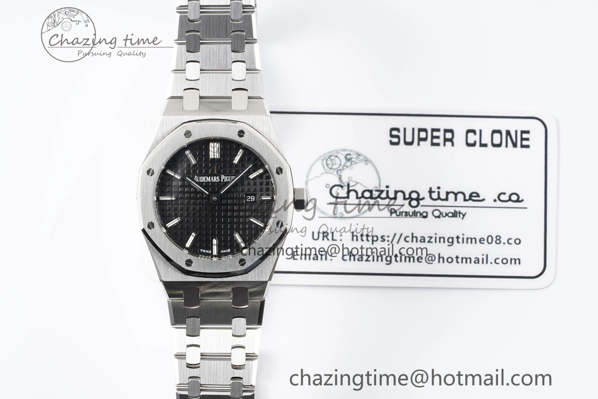 Lady Royal Oak 33mm SS JJF 1:1 Best Edition Black Dial on SS Bracelet ETA Quartz